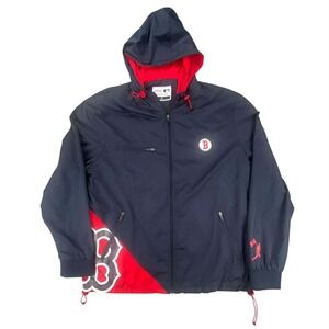 Baseballism Boston Red Sox‎ Navy Red Full Zip Hooded Windbreaker Jacket XXL EUC